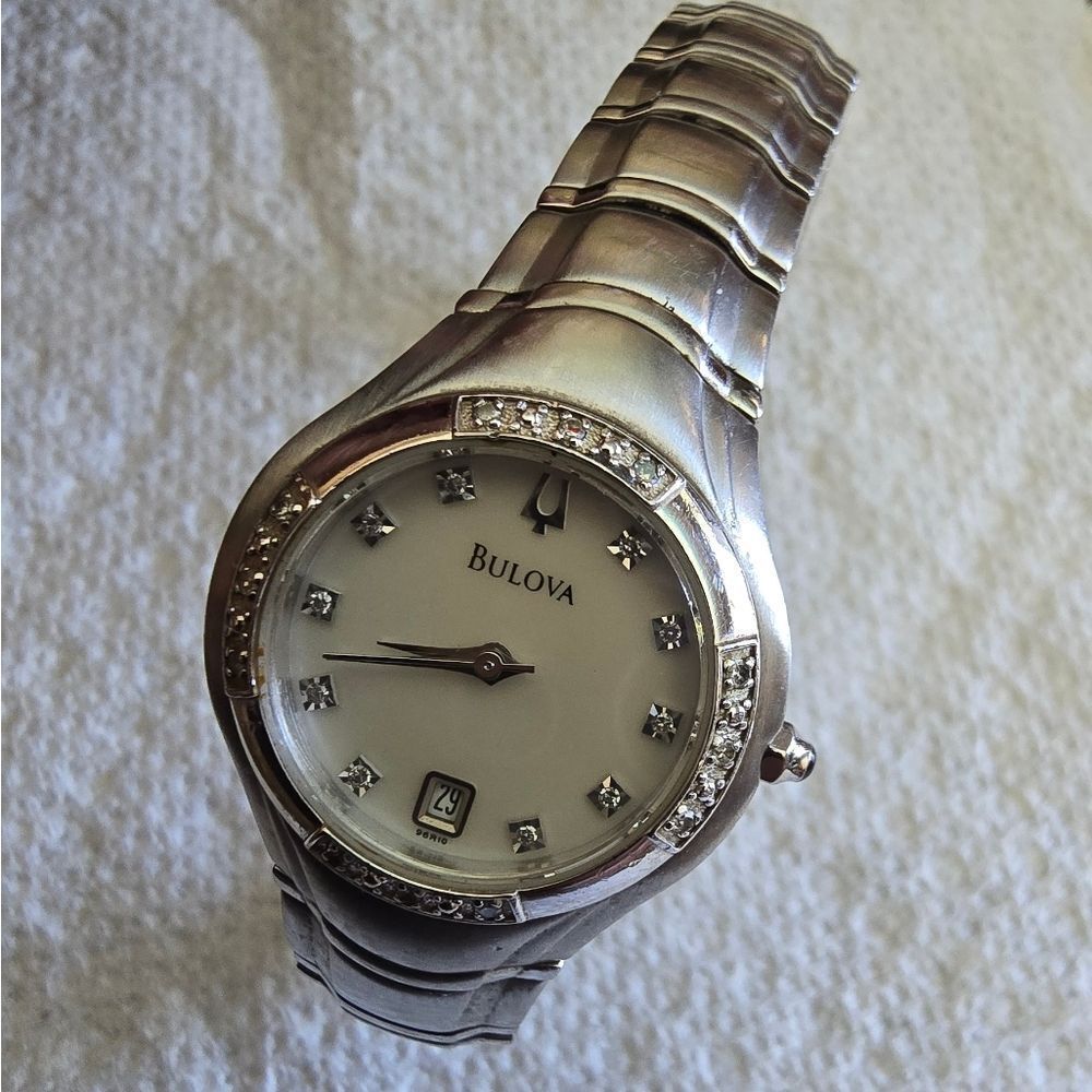 Bulova Silver Timepiece with Diamond Accents